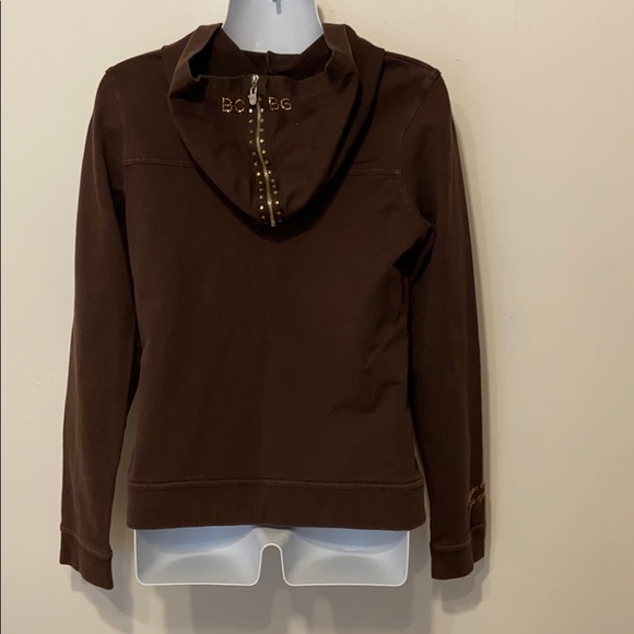 BCBG Brown Hoodie with Gold Rhinestones - Picture 4 of 6
